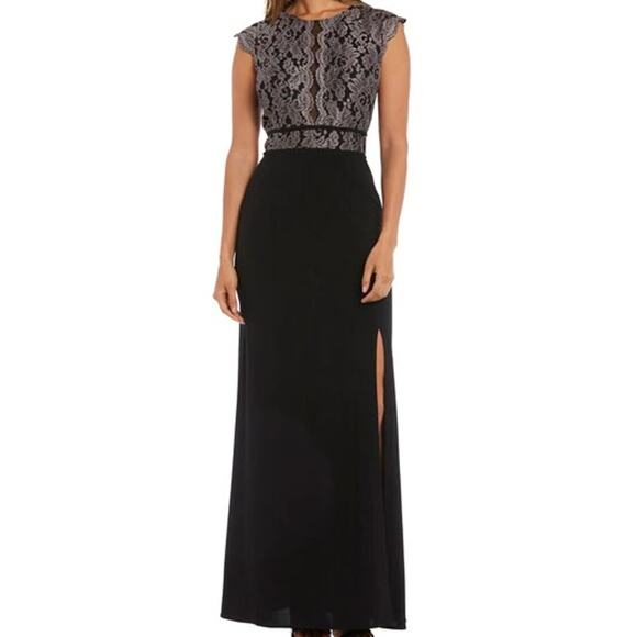 MORGAN & CO sz 9 M black gold sleeveless formal maxi party dress NWT b78 - Picture 2 of 10